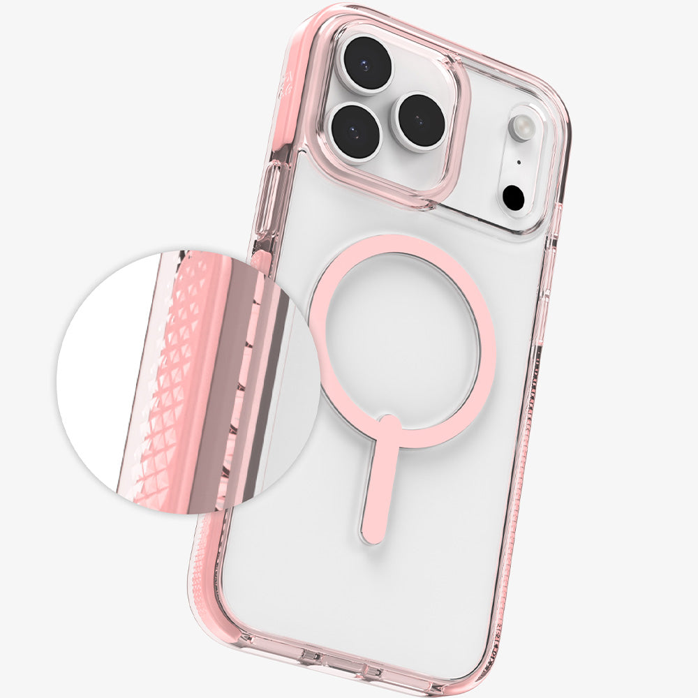 Handyhülle für iPhone 17 Pro Max, Zagg Santa Cruz Snap mit MagSafe, Transparent-Rosa
