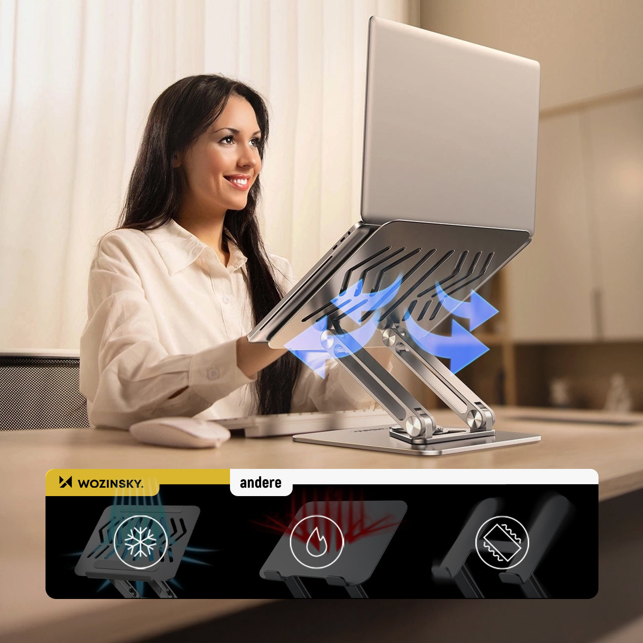 Laptop- und Tabletständer drehbar, Wozinsky WRS-CPY84SS, Silber