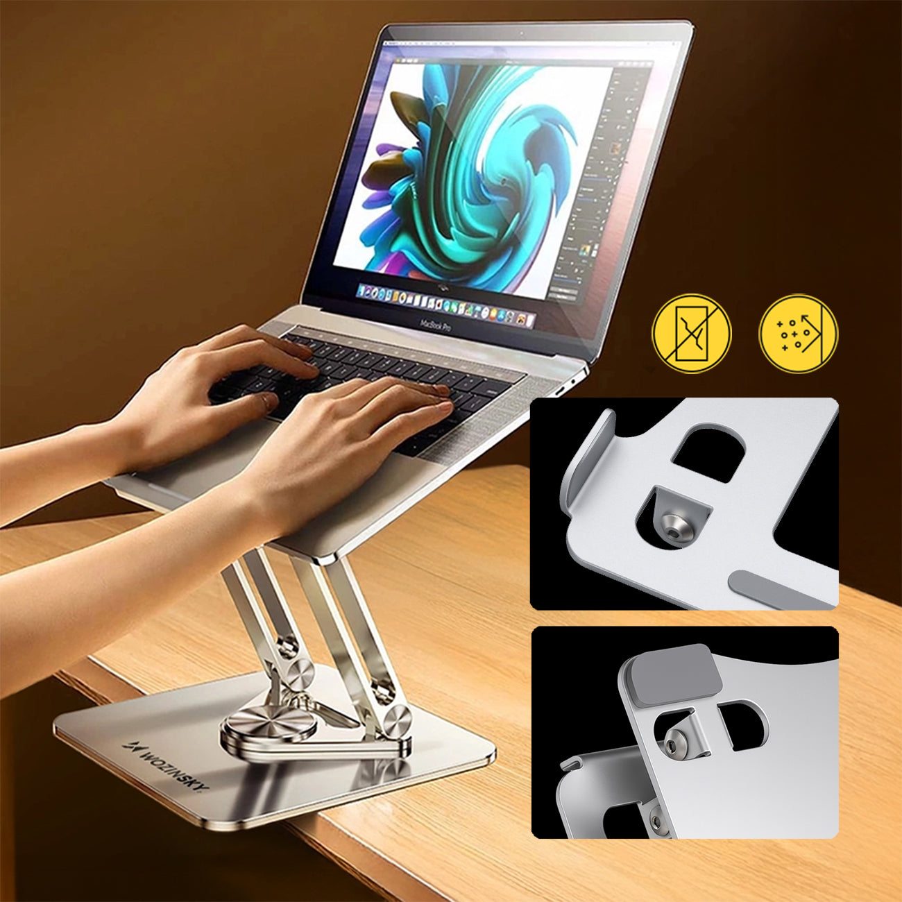 Laptop- und Tabletständer drehbar, Wozinsky WRS-CPY84SS, Silber