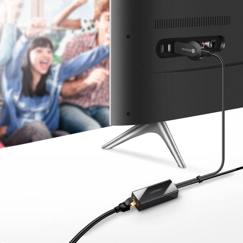 Externer Netzwerkadapter für Chromecast, Ugreen microUSB, 100Mbps, 1m, Schwarz