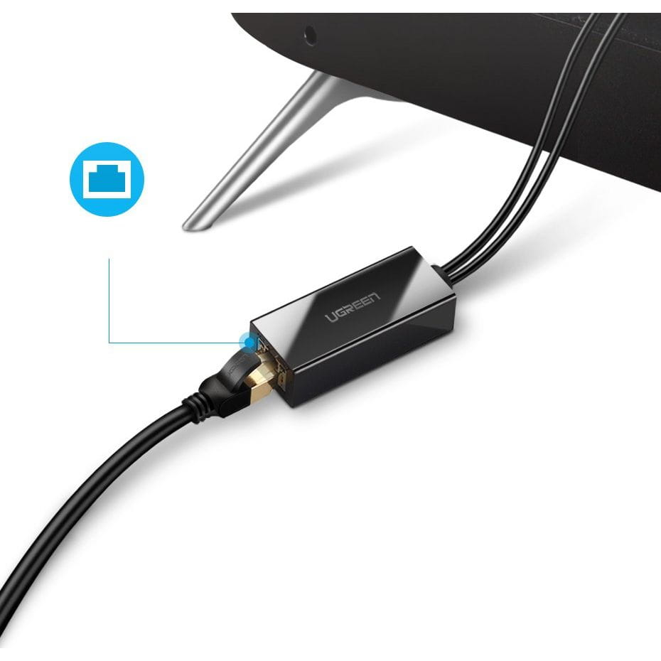 Externer Netzwerkadapter für Chromecast, Ugreen microUSB, 100Mbps, 1m, Schwarz