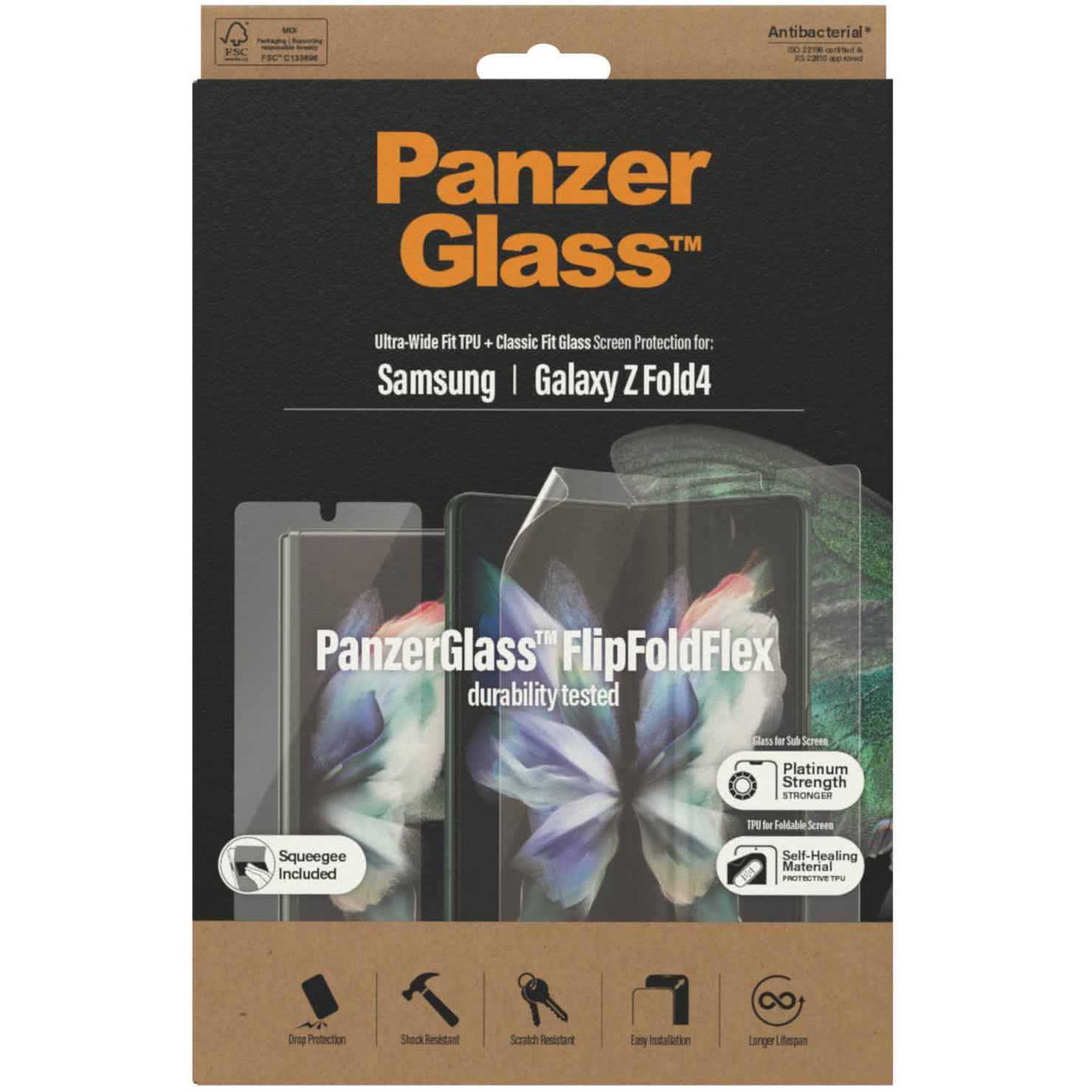 Set aus Folie PanzerGlass Ultra-Wide Fit TPU und gehärtetem Glas Classic Fit Glass für Galaxy Z Fold4