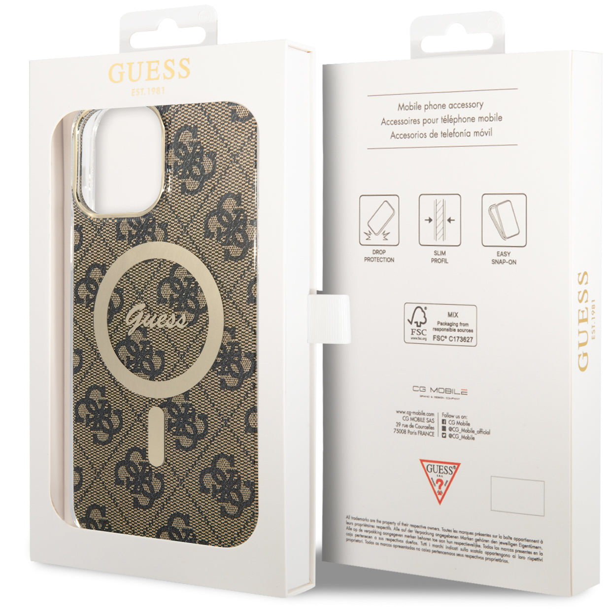 Guess Hardcase 4G MagSafe Tasche für iPhone 13 Pro Max, braun