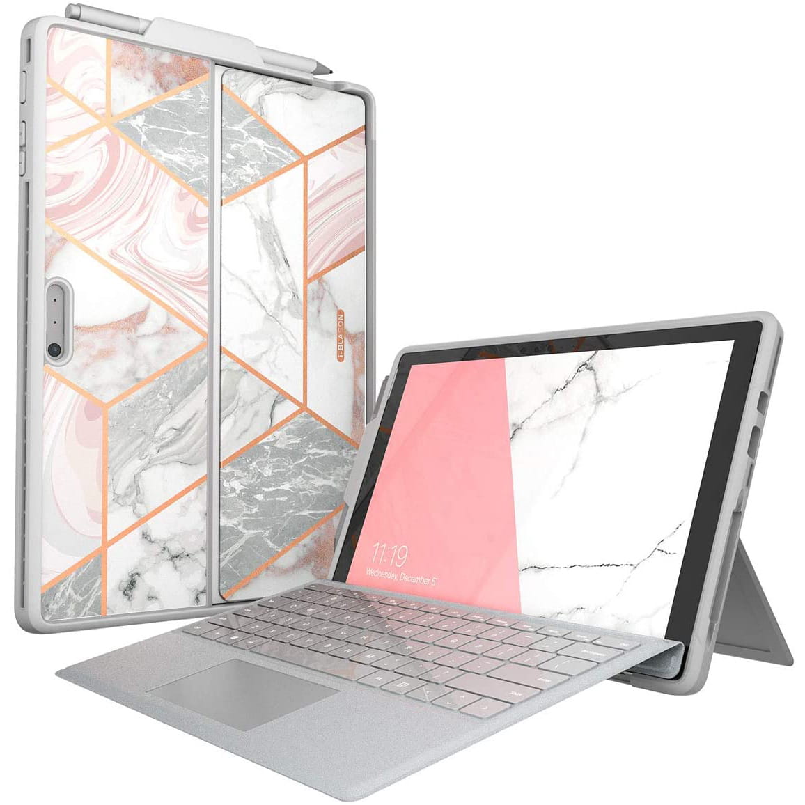 Schutzhülle Supcase i-Blason Cosmo Pen für Surface Pro 7/6/5/4, Marmor Rosa