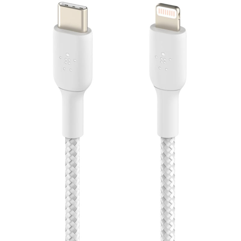 Kabel mit Geflecht Belkin Boost Charge Braided USB-C für Lightning 2m, weiß
