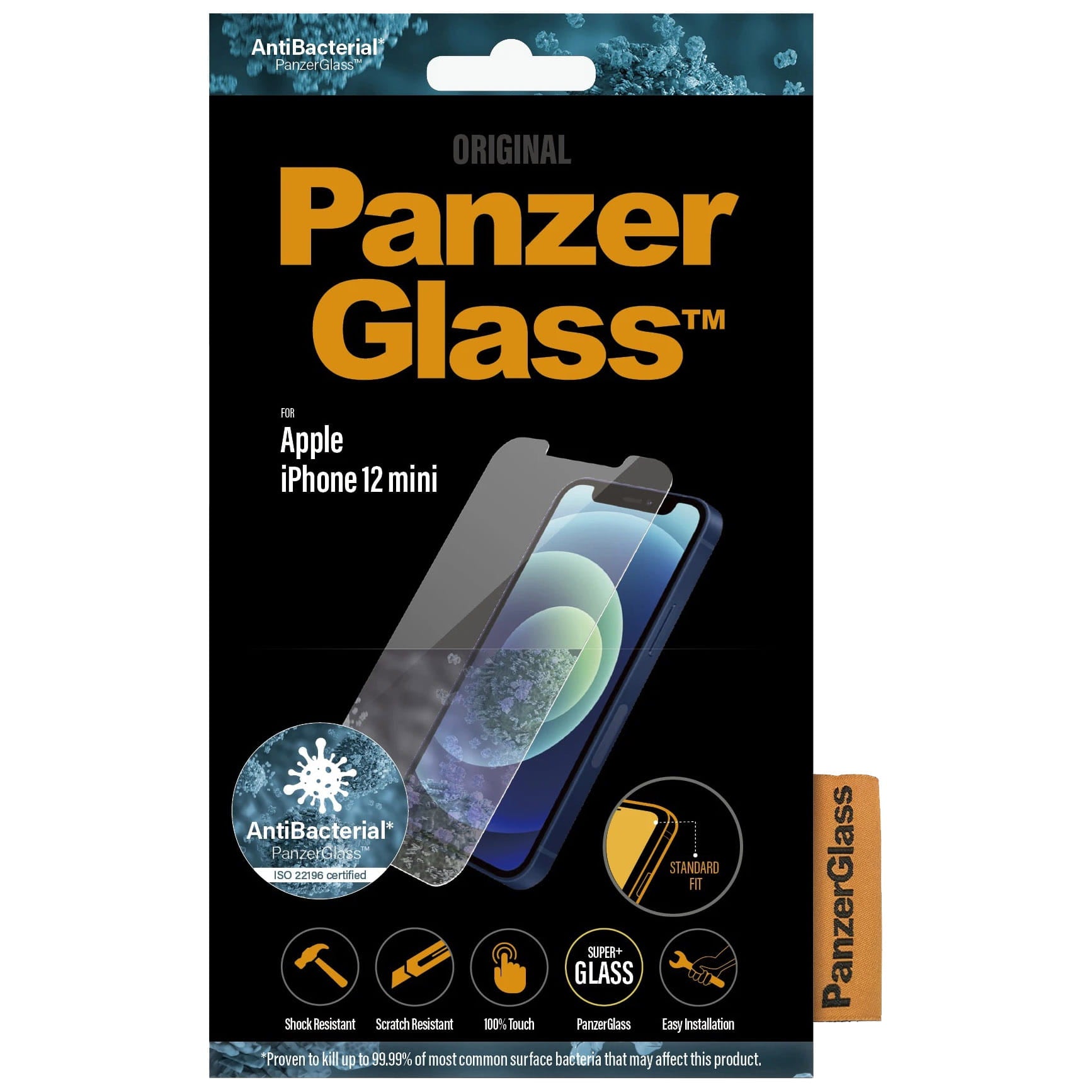 Antibakterielle Glas PanzerGlass Standard Fit für iPhone 12 Mini, Transparent