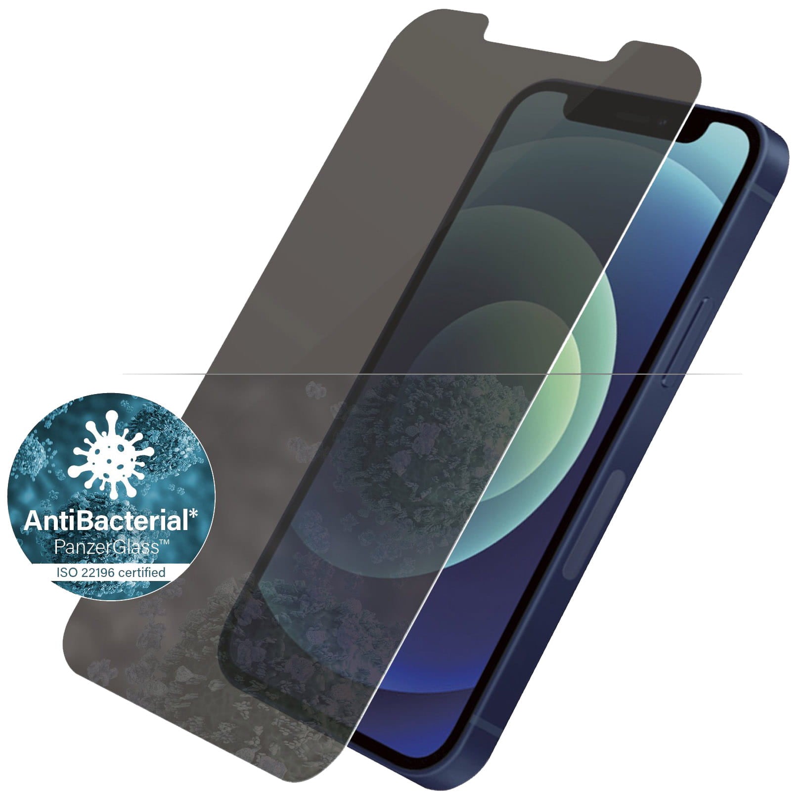 Antibakterielles Glas PanzerGlass Standard Fit Privacy Filter für iPhone 12 Mini, abgedunkelt