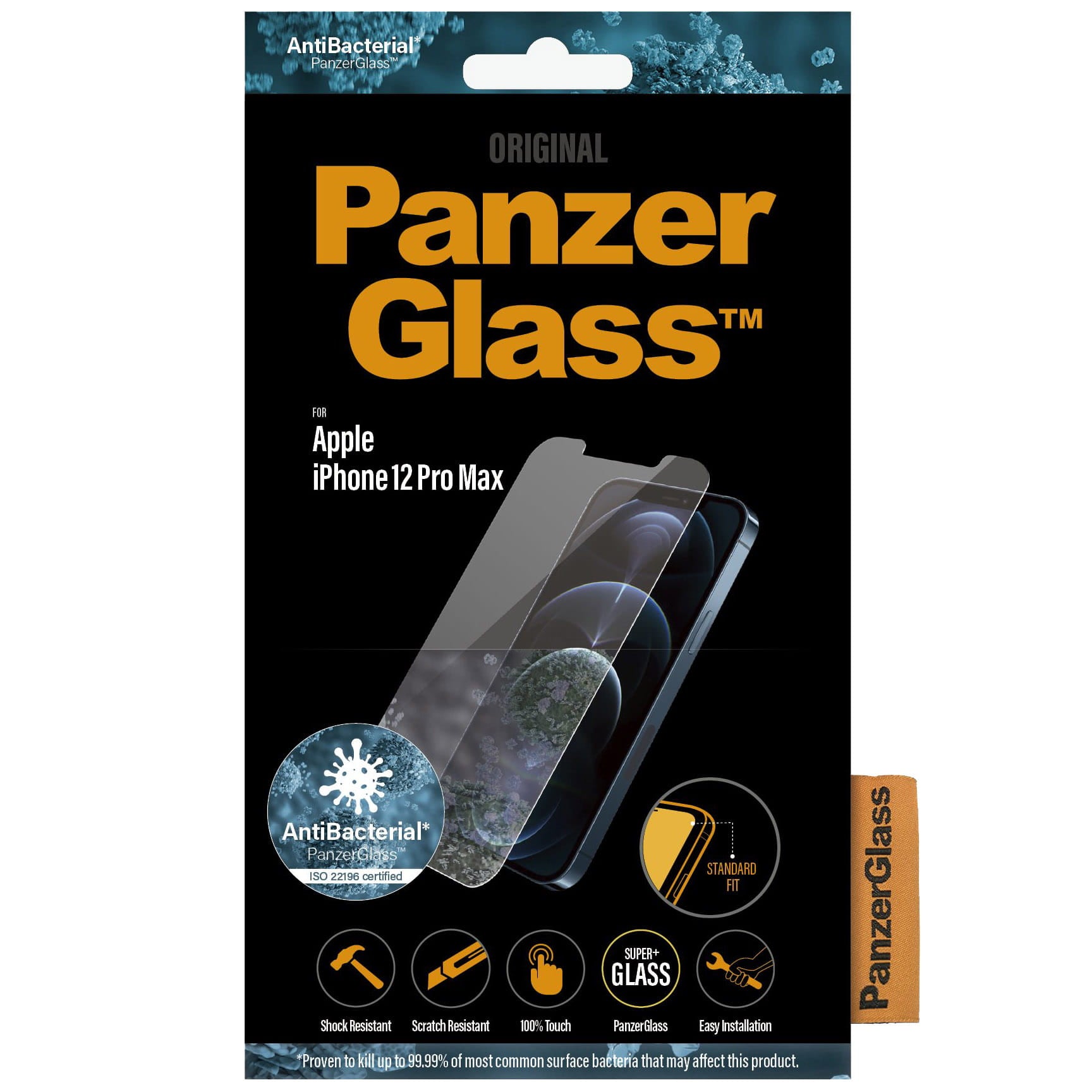 Antibakterielle Glas PanzerGlass Standard Fit für iPhone 12 Pro Max, Transparent