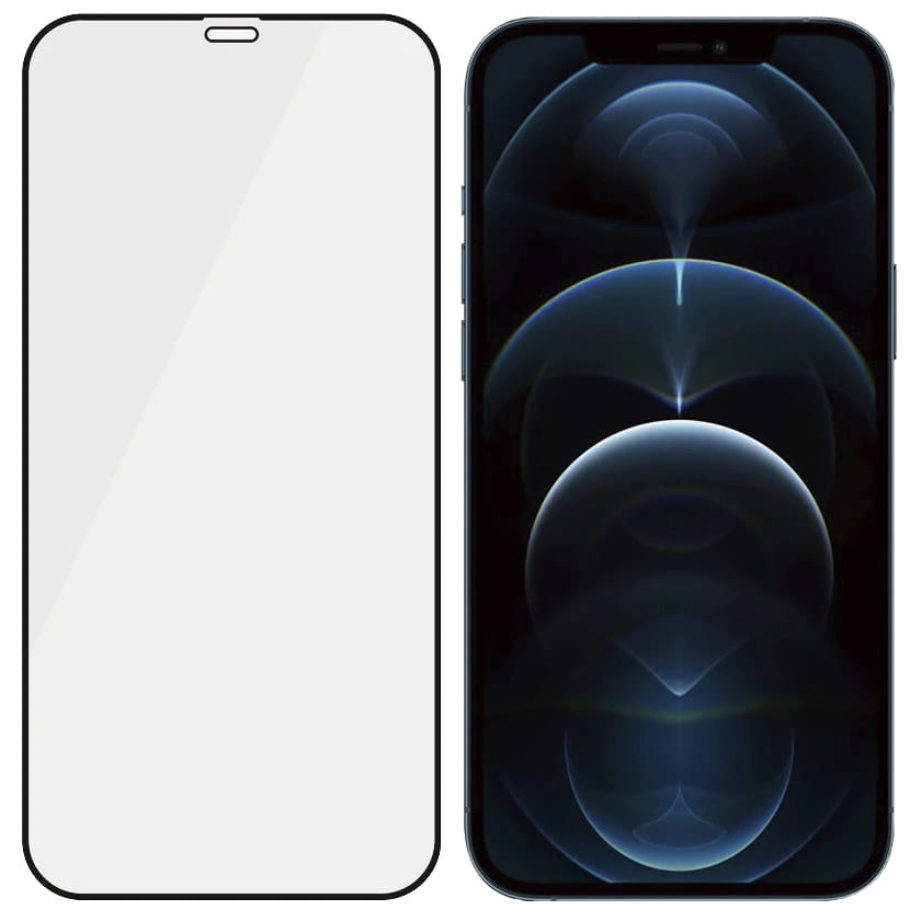 Antibakterielles Glas für die Schutzhülle Panzerglass Case Friendly E2E iPhone 12 Pro Max, schwarzer Rahmen