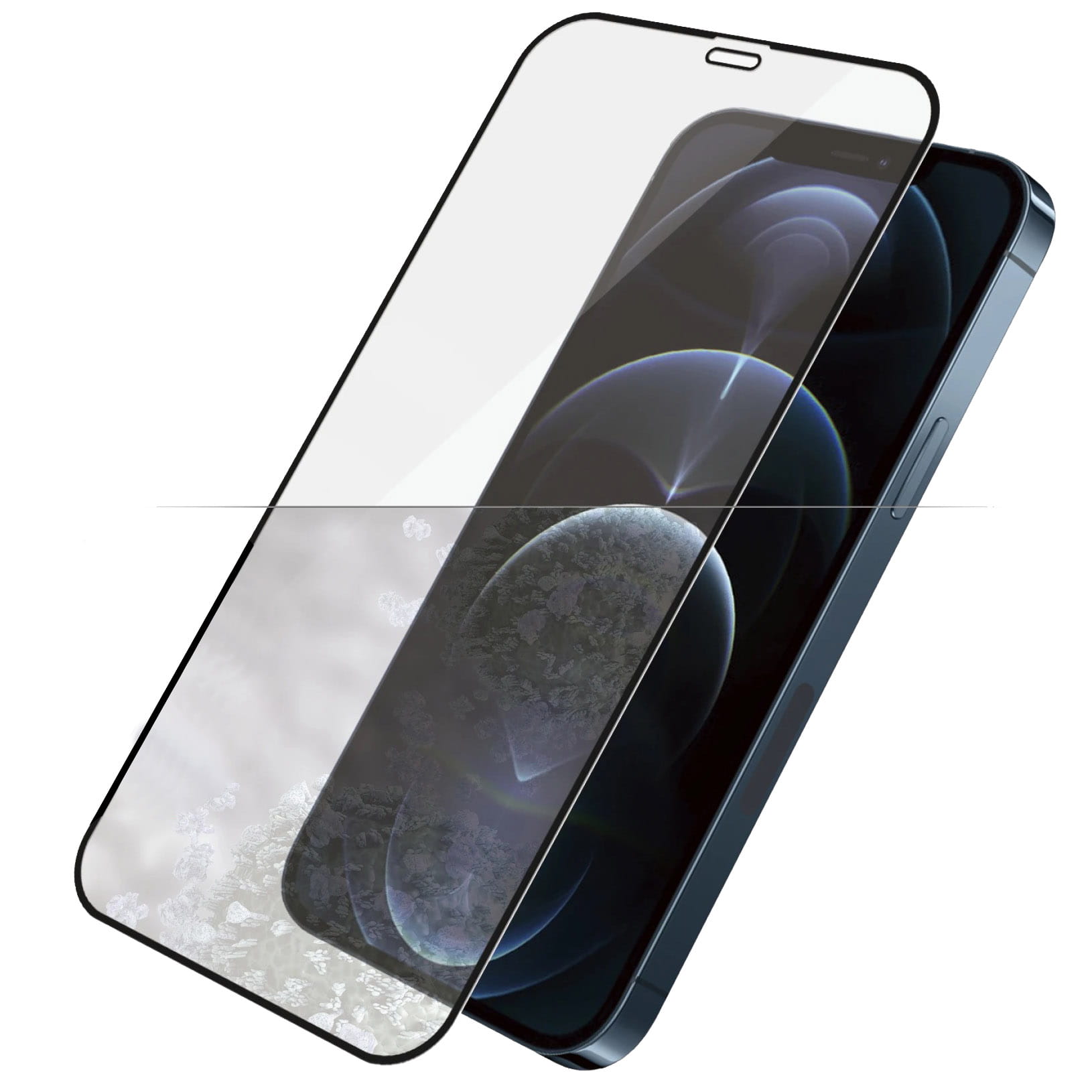 Antibakterielles Glas für die Schutzhülle Panzerglass Case Friendly E2E iPhone 12 Pro Max, schwarzer Rahmen