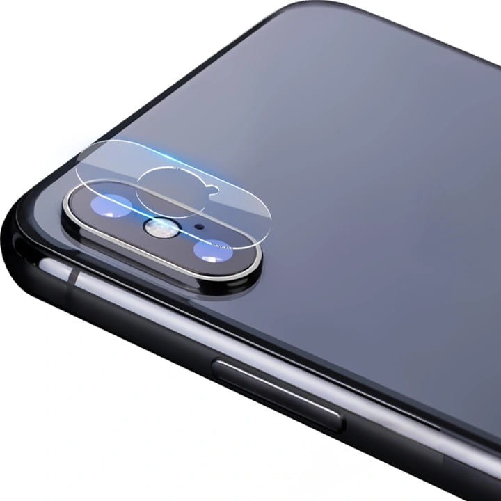 Gehärtetes Glas Bizon Glass Edge - 2 Stück + Kameraschutz, iPhone Xs / X, schwarzer Rahmen