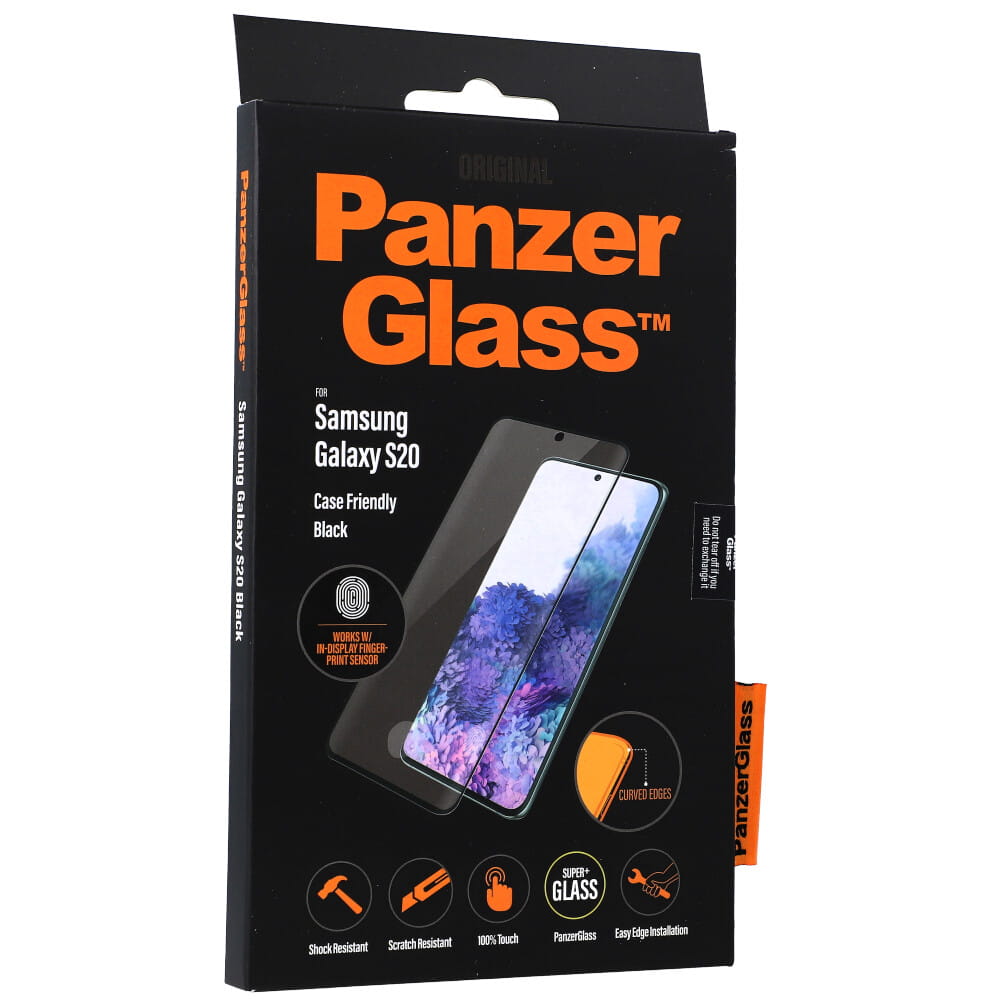 Glas für die Schutzhülle Panzerglass Case Friendly CE Galaxy S20, schwarzer Rahmen