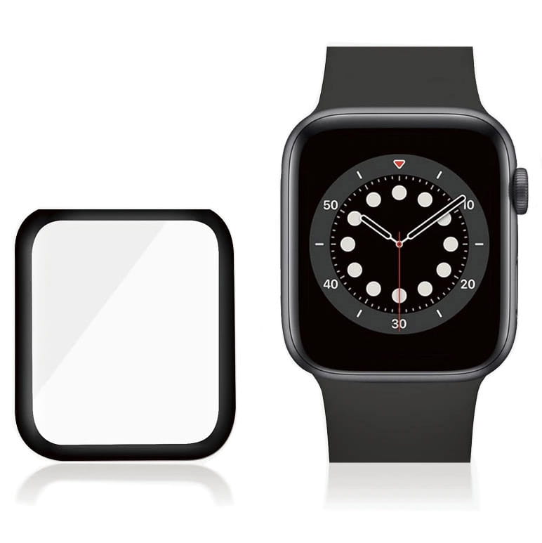 Antibakterielle Glas Panzerglass für Apple Watch 4 / 5 / 6 / SE, 44mm, schwarzer Rahmen