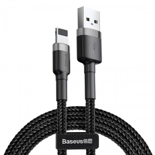 Kabel Baseus Cafule 1.5A USB-A für Lightning 2m, Schwarz-Grau