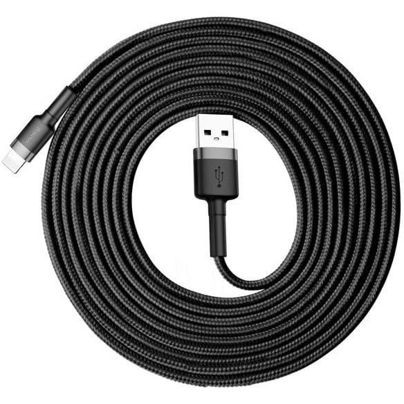 Kabel Baseus Cafule 2A USB-A für Lightning 3m, Schwarz-Grau