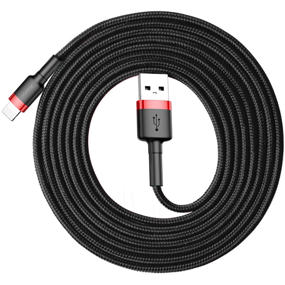 Kabel Baseus Cafule 1.5A USB-A für Lightning 2m, Schwarz-Rot