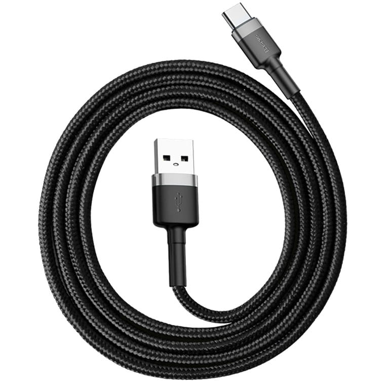 Kabel Baseus Cafule 3A USB-A für USB-C 1m, Schwarz-Grau