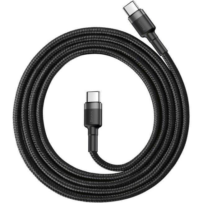 Kabel Baseus Cafule 60W 3A USB-C für USB-C 1m, Schwarz-Grau
