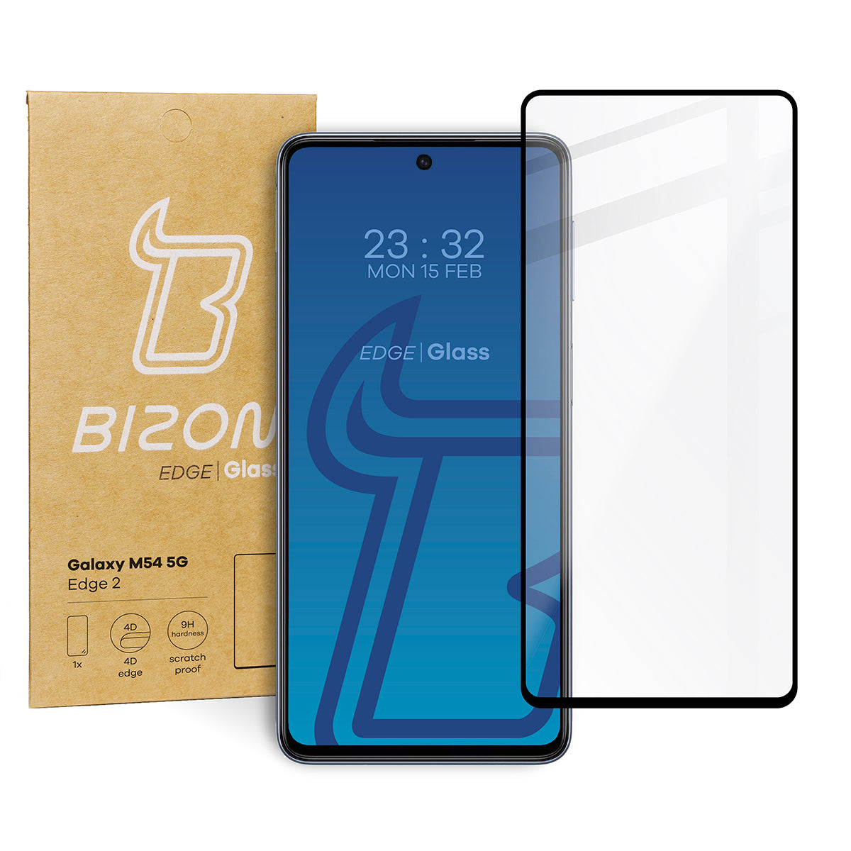 Gehärtetes Glas Bizon Glass Edge 2 für Galaxy M54 5G, schwarz
