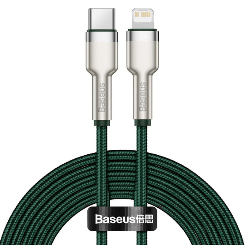 Kabel Baseus Cafule Metal USB-C für Lightning 20W 2m, Grün