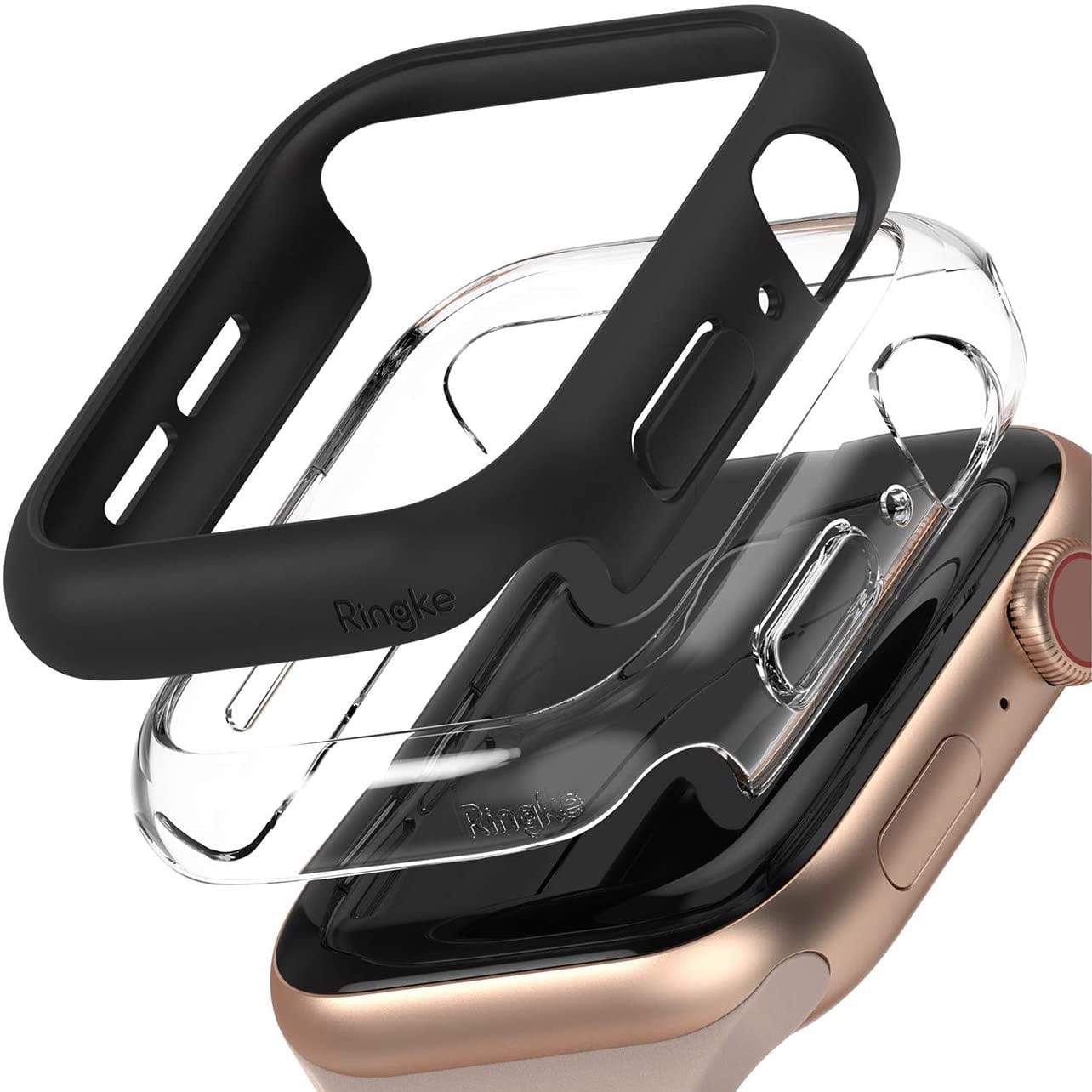 Schutzhülle Ringke Slim Case für Apple Watch SE / SE 2022 / 6 / 5 / 4 40mm 2 Stück, Transparent - Schwarz