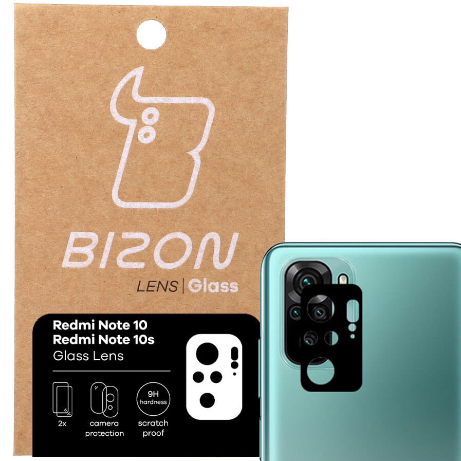 Gehärtetes Glas für die Kamera Bizon Glass Lens für Xiaomi Redmi Note 10 / 10S, 2 Stück