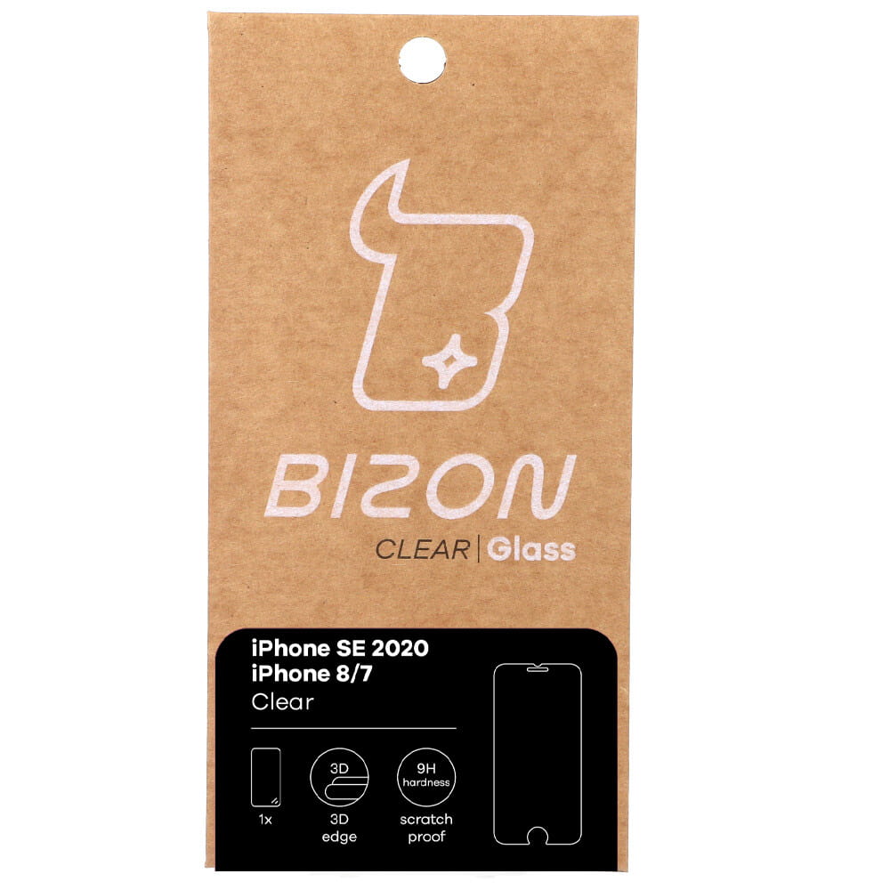 Gehärtetes Glas für iPhone SE 2022 / 2020 / 8 / 7, Bizon Glass Clear