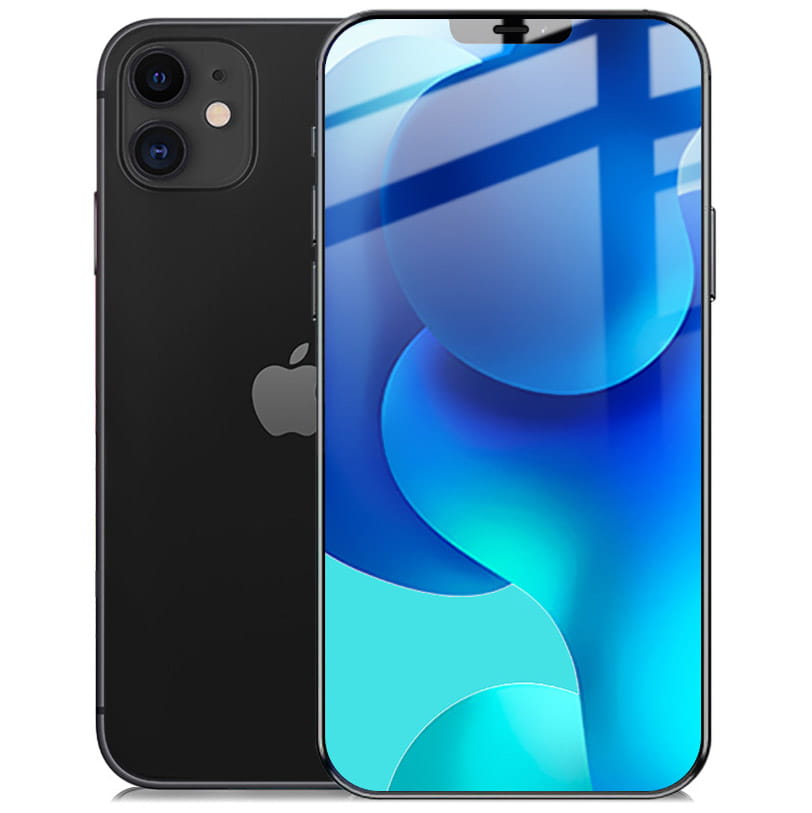 Gehärtetes Glas Bizon Glass Edge für iPhone 12 / 12 Pro, schwarzer Rahmen