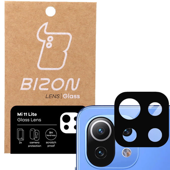 Glas für die Kamera Bizon Glass Lens für Xiaomi Mi 11 Lite / 5G / 5G NE, 2 Stück