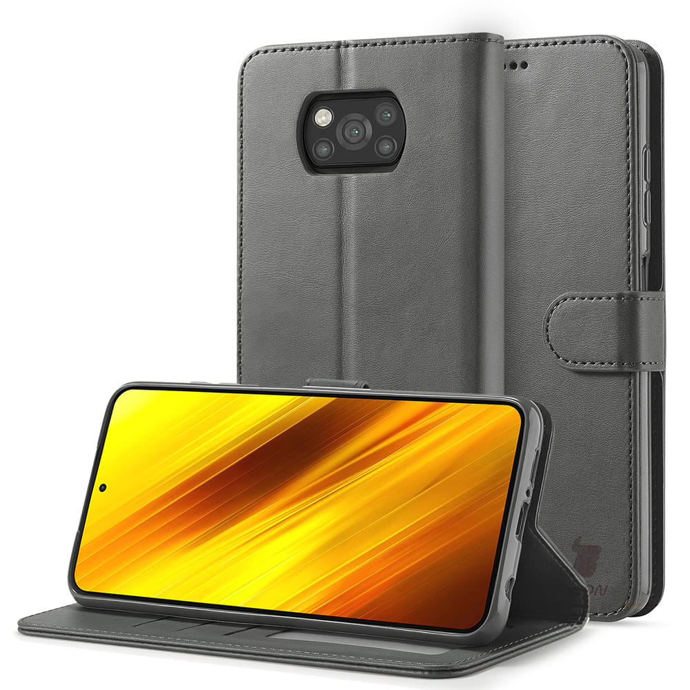 Schutzhülle Bizon Case Wallet für Xiaomi Poco X3 / NFC / Pro, Grau