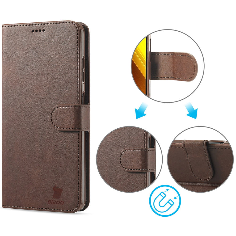 Schutzhülle Bizon Case Wallet für Xiaomi Poco X3 / NFC / Pro, Braun