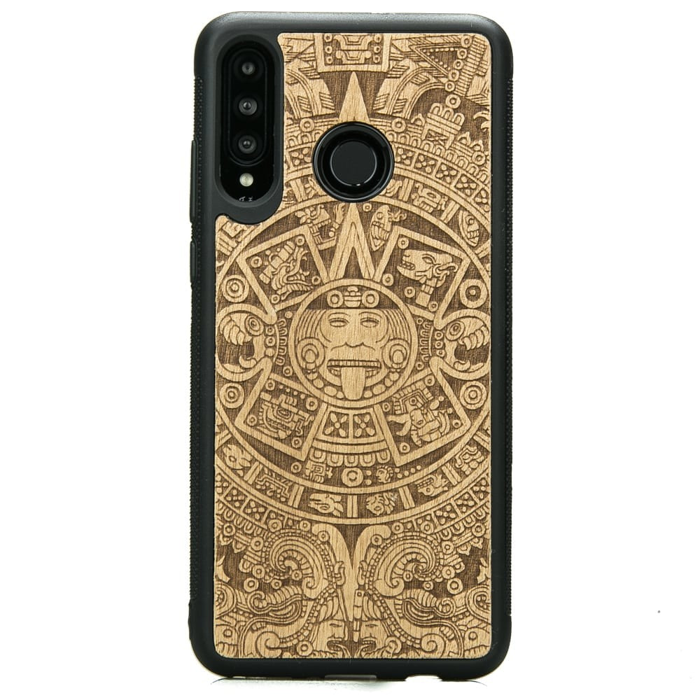 Holzhülle Bewood für Huawei P30 Lite, Aniegre Aztekischer Kalender