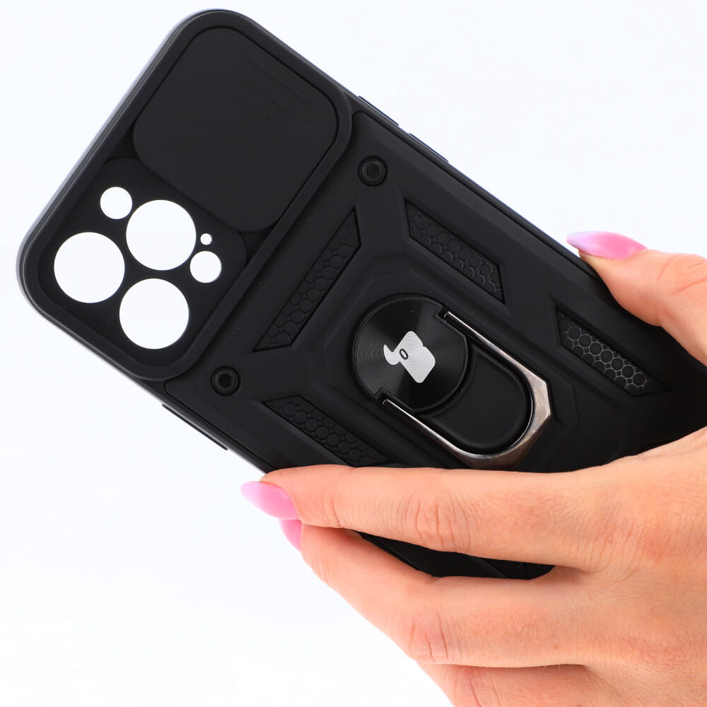 Schutzhülle Bizon Case CamShield Ring für iPhone 12 Pro Max, Schwarz