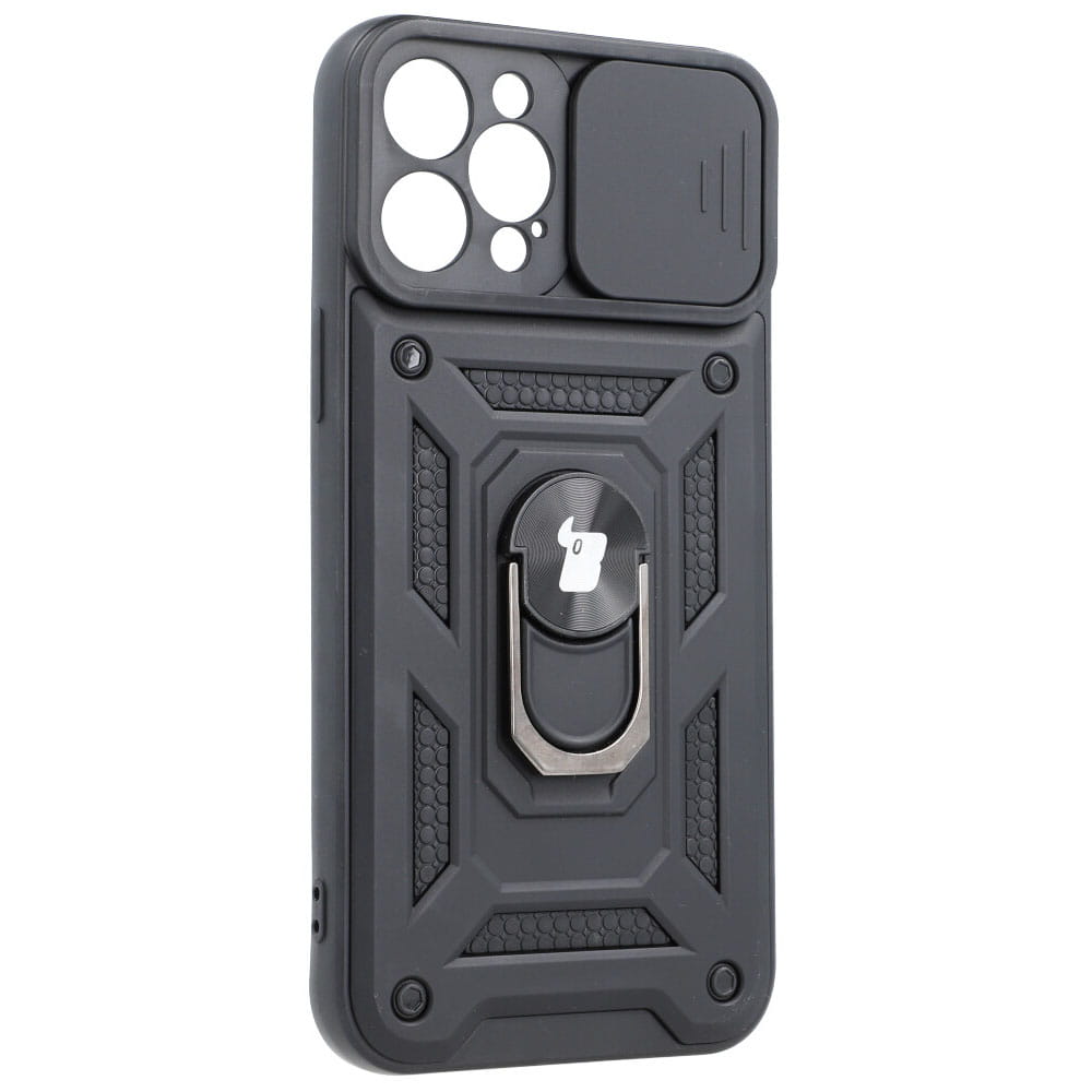 Schutzhülle Bizon Case CamShield Ring für iPhone 12 Pro Max, Schwarz