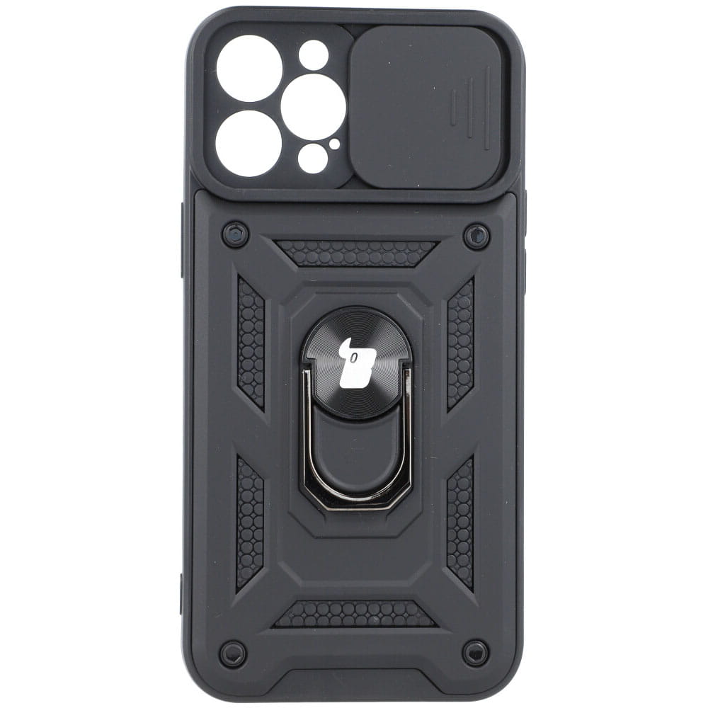 Schutzhülle Bizon Case CamShield Ring für iPhone 12 Pro, Schwarz