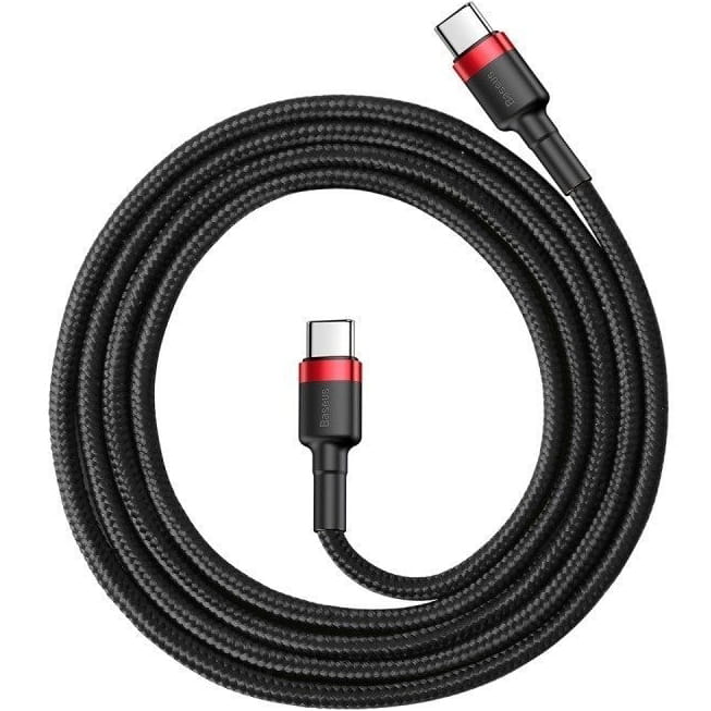 Kabel Baseus Cafule 60W 3A USB-C für USB-C 1m, Schwarz-Rot