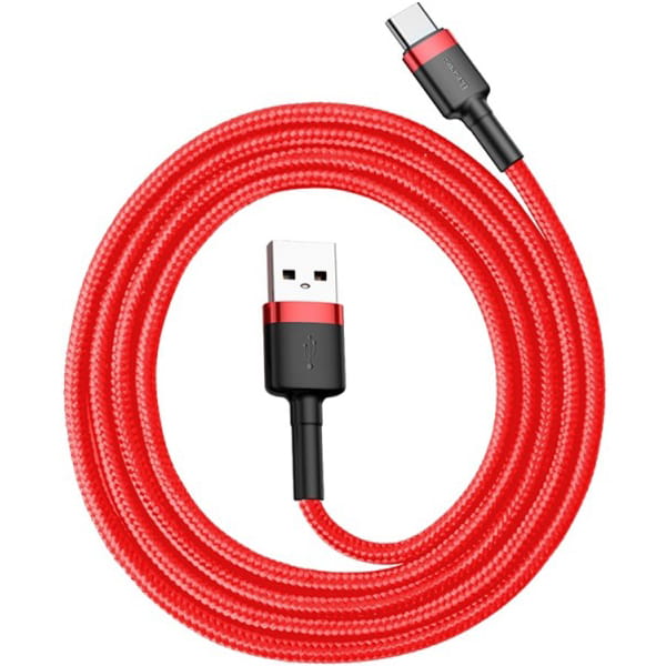 Kabel Baseus Cafule 2A USB-A für USB-C 2m, Rot-Rot