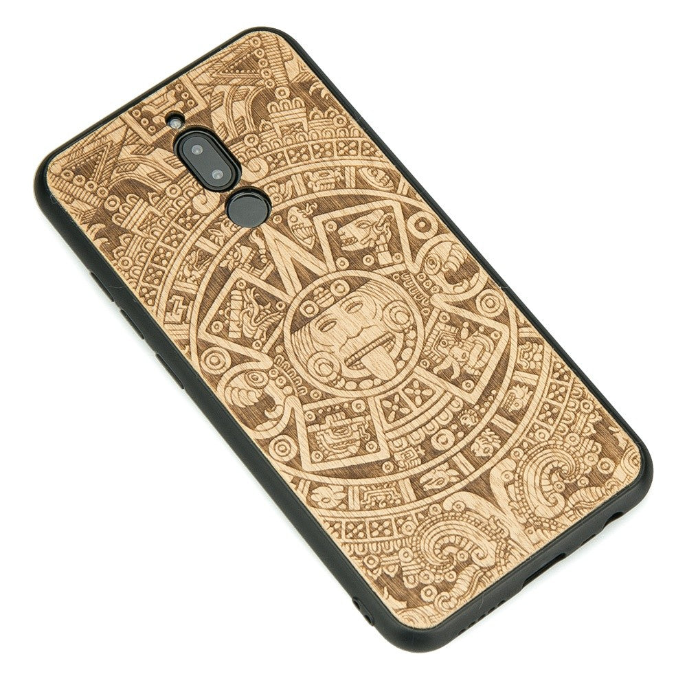 Holzhülle Bewood für Xiaomi Redmi 8, Aniegre Aztekischer Kalender