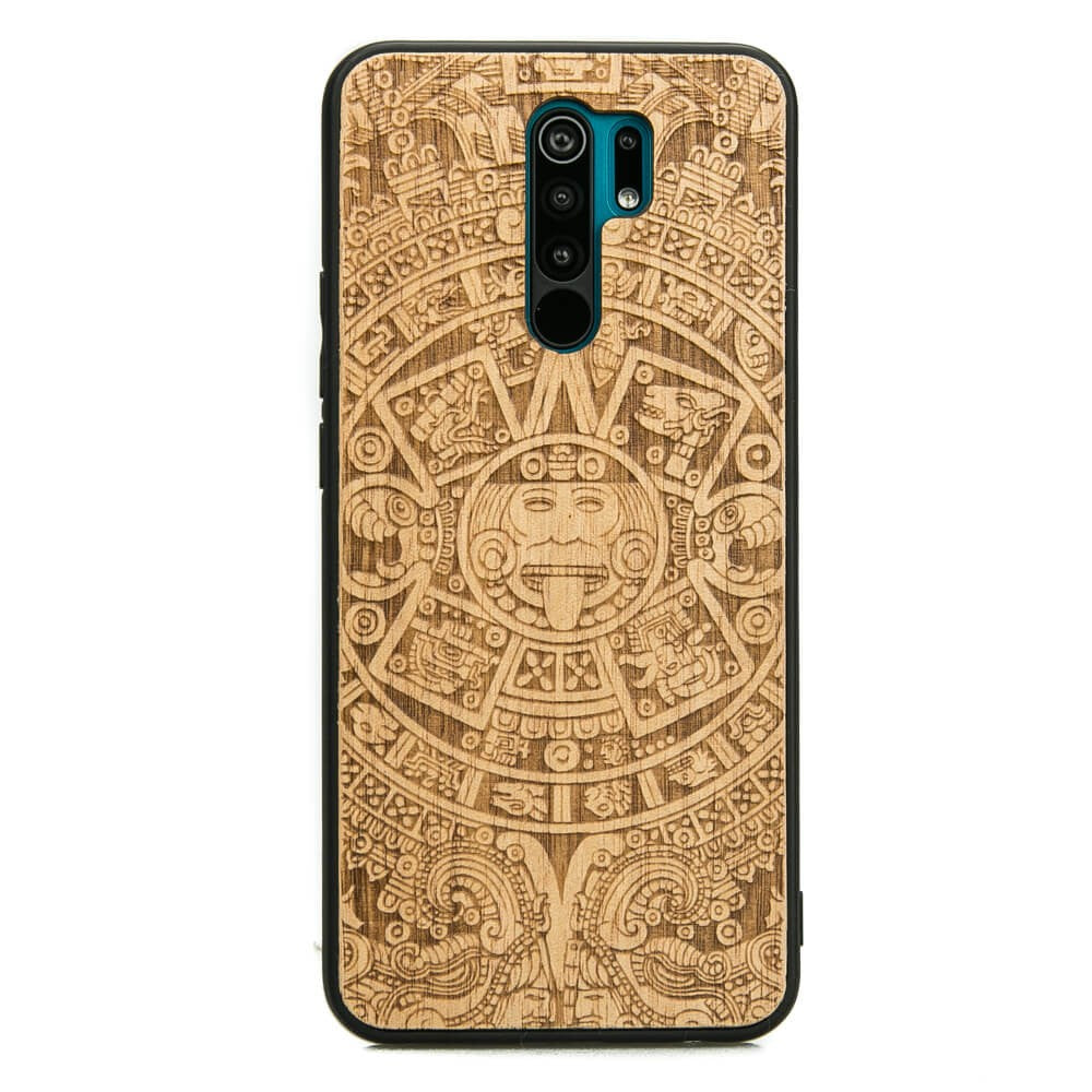 Holzhülle Bewood für Xiaomi Redmi 9, Aniegre Aztekischer Kalender