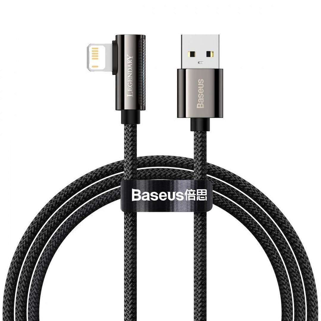 Kabel Baseus Legend Series Elbow USB-A für Lightning 2.4A 1m, Schwarz