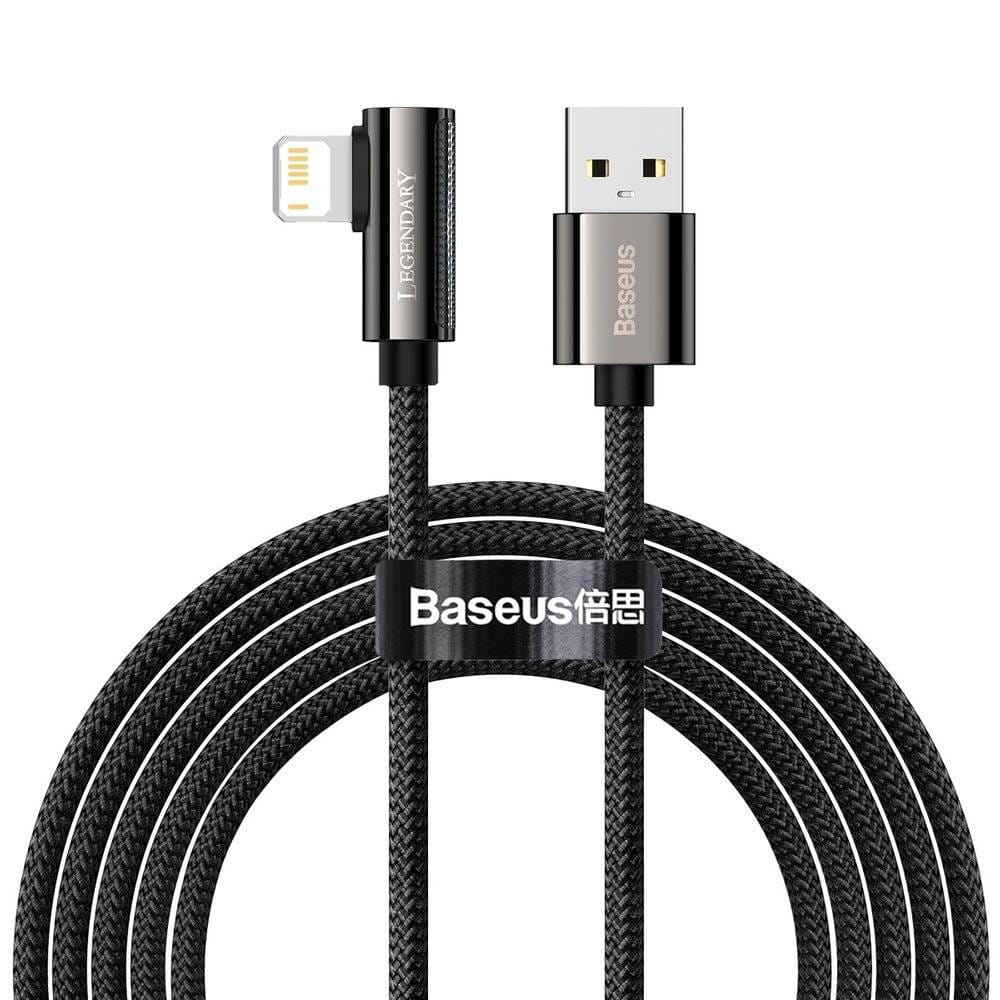 Kabel Baseus Legend Series Elbow USB-A für Lightning 2.4A 2m, Schwarz