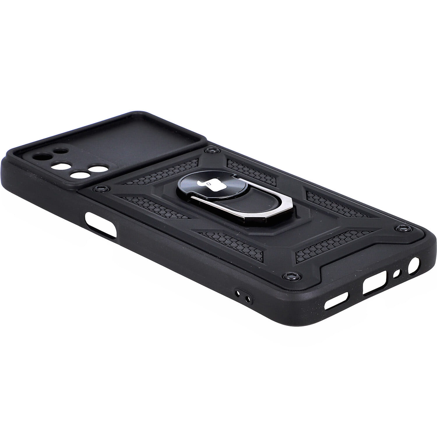Schutzhülle Bizon Case CamShield Ring für Oppo A52/ A72/ A92, Schwarz