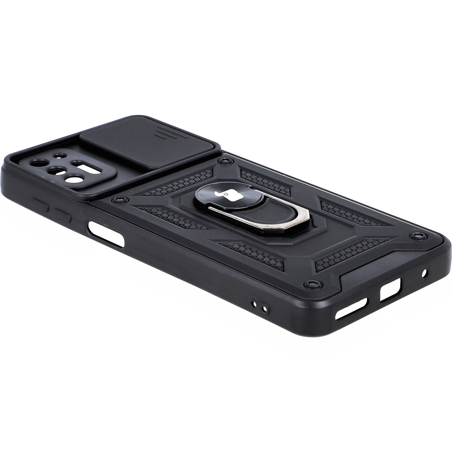 Schutzhülle Bizon Case CamShield Ring für Moto G9 Plus, Schwarz