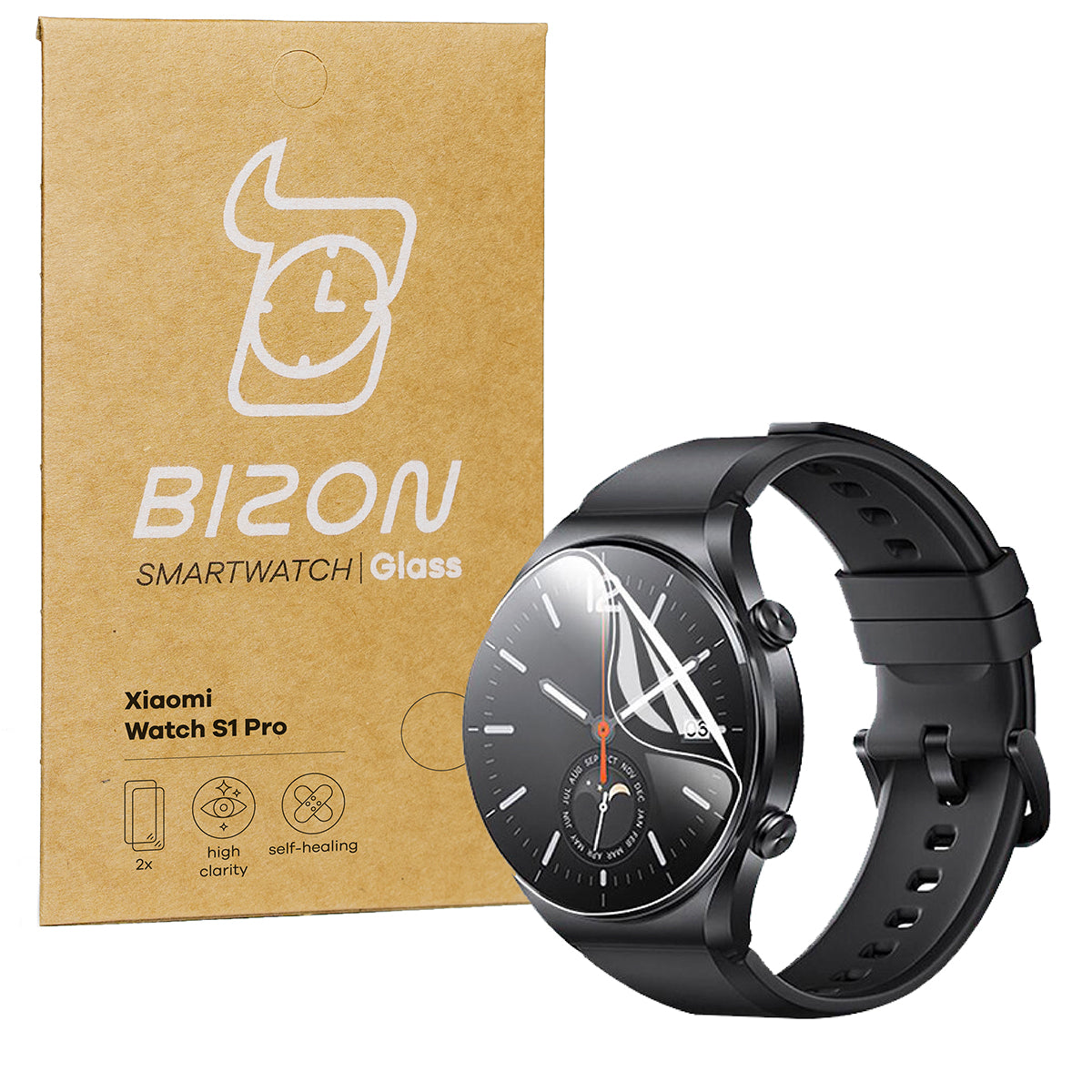 Hydrogel Folie für den Bildschirm Bizon Glass Hydrogel für Xiaomi Watch S1 Pro, 2 Stück