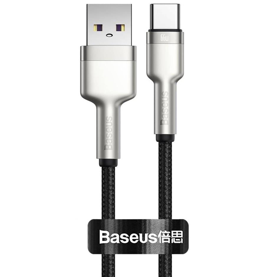 Kabel Baseus Cafule Metal USB-A für USB-C 66CM, 6A, 25cm, Schwarz