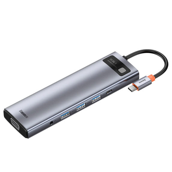 Hub-Adapter Baseus Metal Gleam, 11 in 1 USB-C, Grau