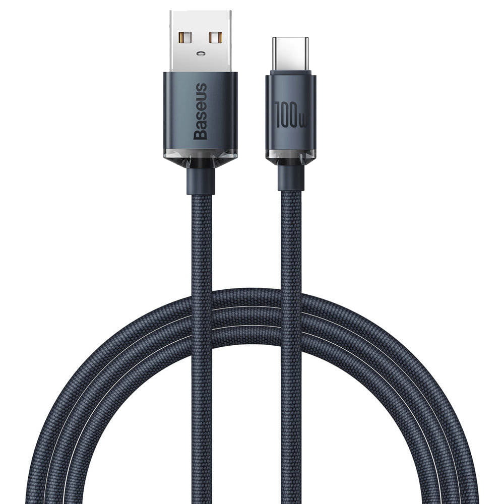 Kabel Baseus Crystal Shine 100W 5A USB-A für USB-C 1,2m, Schwarz