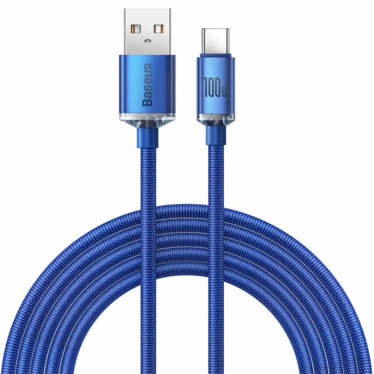 Kabel Baseus Crystal Shine 100W 5A USB-A für USB-C 2m, Blau