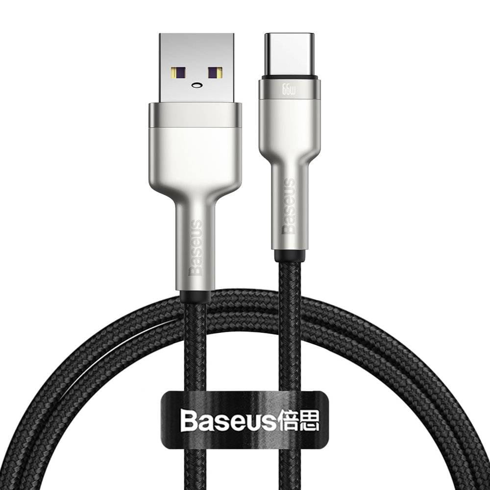 Kabel Baseus Cafule Metal USB-A für USB-C 66W, 6A, 1m, Schwarz