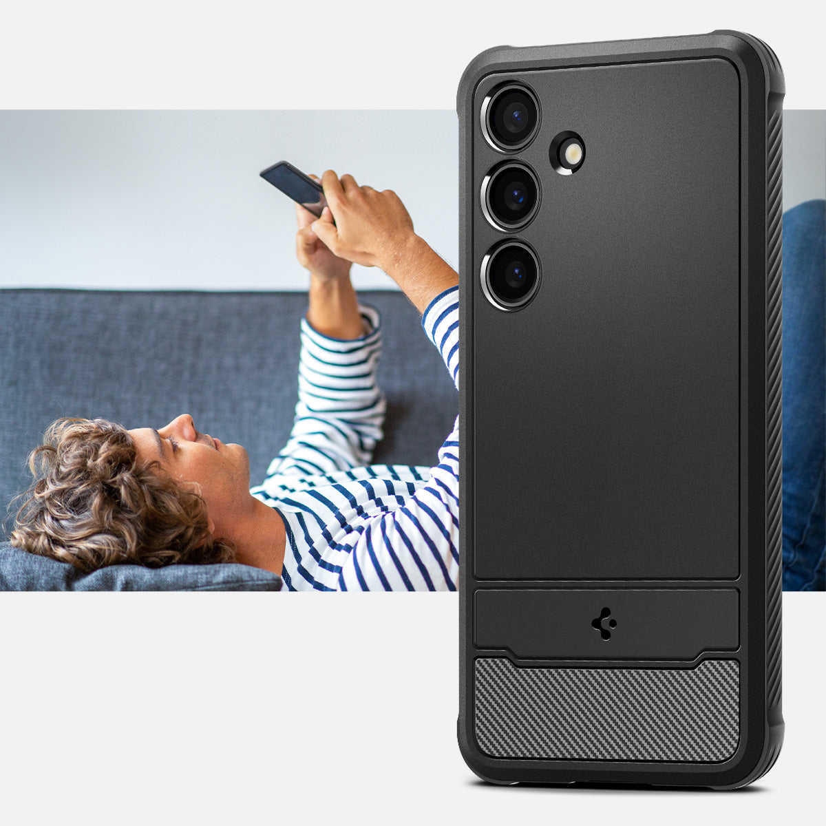 Schutzhülle für Galaxy S24 Plus, Spigen Rugged Armor, Schwarz